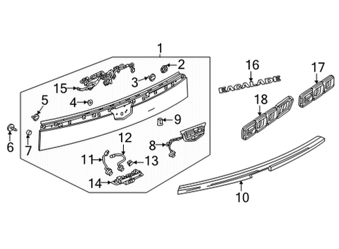 2021 Cadillac Escalade ESV Exterior Trim - Lift Gate Applique Diagram for 84723593