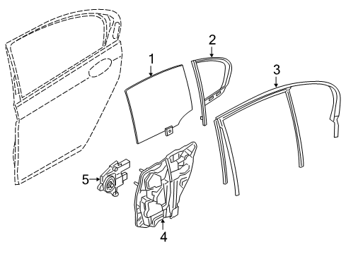 2017 BMW 740i xDrive Rear Door Window Guide, Right Rear Doo Diagram for 51359481275