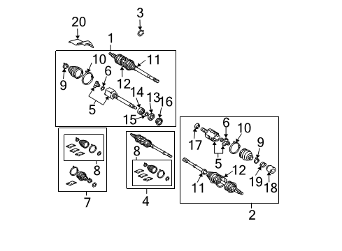 2004 Lexus RX330 Drive Axles - Front Shaft Assembly,Front Drive Diagram for 43460-09A40