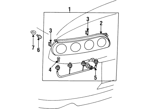 1998 Toyota Supra Tail Lamps Lens Diagram for 81551-14700