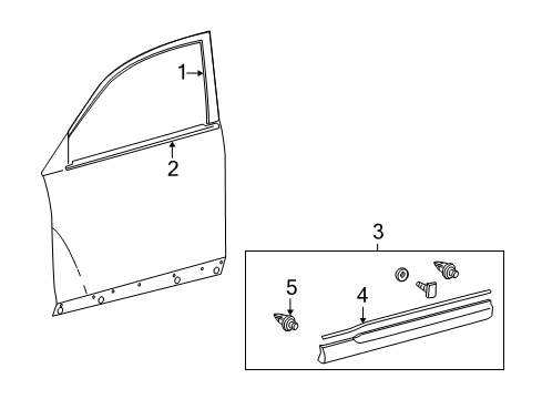 2011 Toyota Highlander Exterior Trim - Front Door Body Side Molding Diagram for 75072-48090-B0