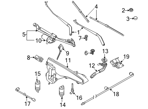 2011 BMW X6 Wiper & Washer Components Washer Fluid Reservoir Front Diagram for 61667190999