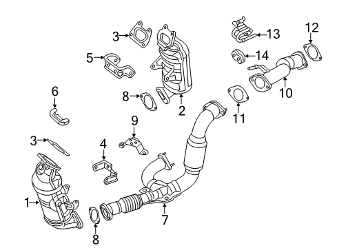 2018 Ram ProMaster 3500 Exhaust Manifold Gasket-Exhaust Manifold Diagram for 68099610AA