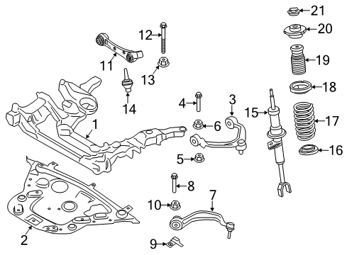 2012 BMW 650i xDrive Front Suspension, Lower Control Arm, Upper Control Arm, Stabilizer Bar, Suspension Components Front Left Spring Strut Diagram for 37116798409