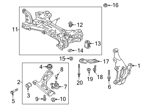 2018 Hyundai Elantra Front Suspension Components, Lower Control Arm, Stabilizer Bar Bushing-Crossmember Mounting Diagram for 62485-F2100