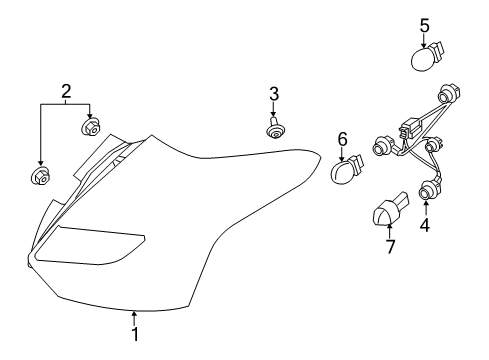 2014 Ford Focus Tail Lamps Tail Lamp Assembly Diagram for DM5Z-13404-D