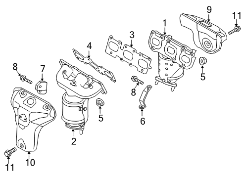 2020 Kia Sorento Exhaust Manifold Exhaust Manifold Catalytic Assembly, Right Diagram for 28510-3L280