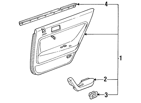 1991 Honda Accord Interior Trim - Rear Door Armrest, Left Rear Door (Palmy Gray) Diagram for 83791-SM4-960ZB