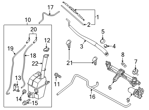 2015 Hyundai Santa Fe Sport Wiper & Washer Components Rear Wiper Motor & Linkage Assembly Diagram for 98700-2W000