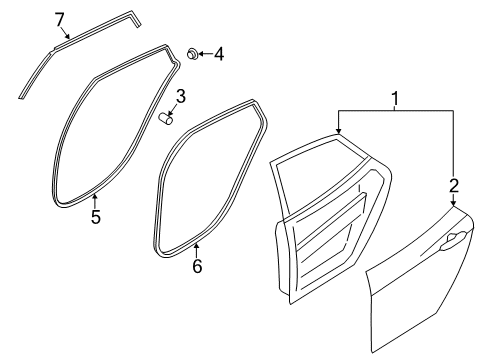 2012 Hyundai Azera Rear Door Rear Left-Hand Door Module Panel Assembly Diagram for 83471-3V000