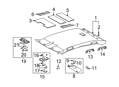 2009 Toyota Avalon Interior Trim - Roof Insulator Pad Diagram for 63352-AC010