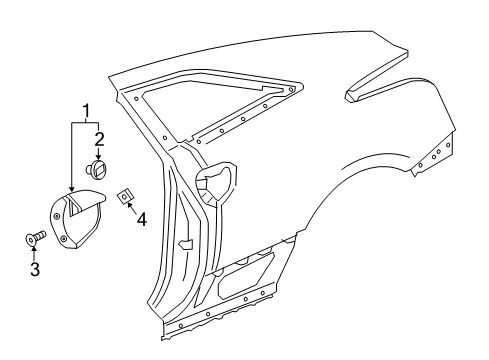 2014 Cadillac ELR Exterior Trim - Quarter Panel Handle Bezel Diagram for 23177477