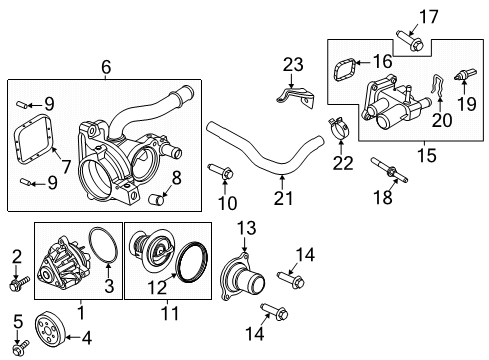 2021 Lincoln Corsair Water Pump Thermostat Outlet Diagram for K2GZ-8592-A