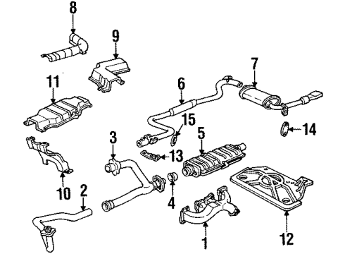 1992 Cadillac Seville Exhaust Manifold Heat Shield Bracket Diagram for 11508534