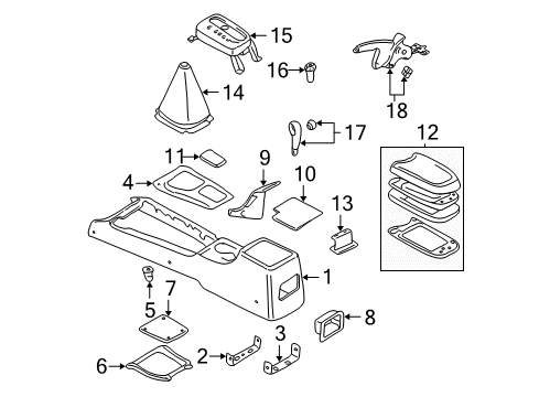 2001 Hyundai Elantra Gear Shift Control - AT Cover-Console Upper Diagram for 84651-2D000-AX