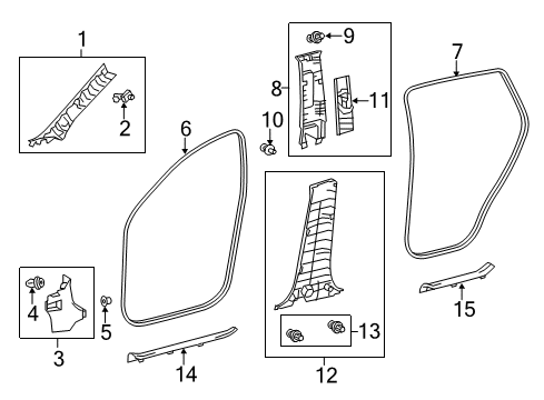 2015 Toyota RAV4 Interior Trim - Pillars, Rocker & Floor Surround Weatherstrip Diagram for 62332-0R050