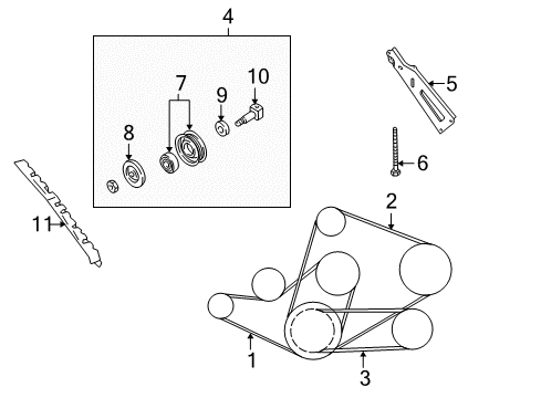 1999 Infiniti QX4 Belts & Pulleys Ac Compressor Belt Diagram for 11920-0W002