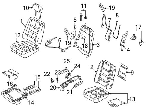 2009 Mercury Sable Power Seats Latch Assembly Diagram for 5F9Z-7462648-AD