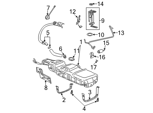 2004 Buick Rendezvous Filters Fuel Tank Meter/Pump SENSOR KIT Diagram for 89060670