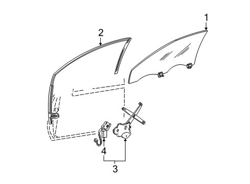 2004 Lincoln LS Front Door - Glass & Hardware Run Channel Diagram for 6W4Z-54214A91-AA