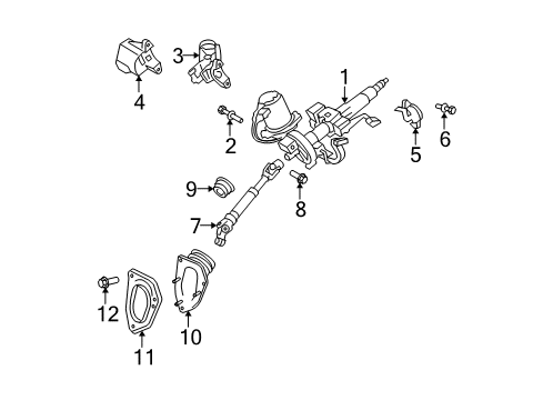 2008 Toyota Highlander Steering Column Assembly Lower Cover Diagram for 45254-48050