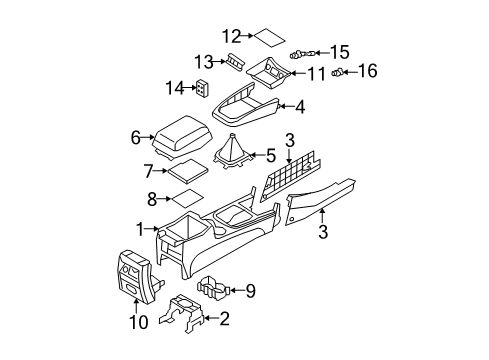 2009 Hyundai Santa Fe Console Drink Holder Diagram for 84680-2B100-J4