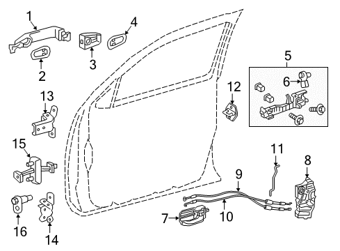 2021 Toyota Tacoma Rear Door Handle, Outside Diagram for 69210-04030-B1