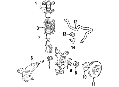 1987 Toyota Corolla Front Suspension Components, Lower Control Arm, Stabilizer Bar Coil Spring Diagram for 48131-02020