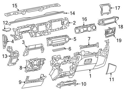 2020 Jeep Gladiator Instrument Panel Panel-Close Out Diagram for 6LJ27TX7AD