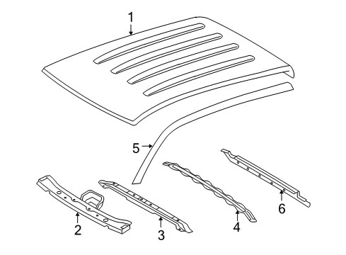 2009 Toyota Tacoma Roof & Components Windshield Header Diagram for 63102-04090