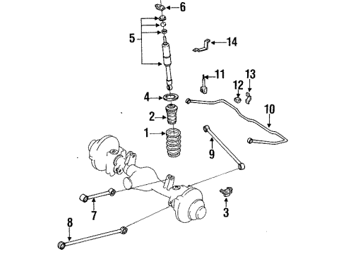 Diagram for 1994 Toyota Land Cruiser Shocks & Components - Rear 