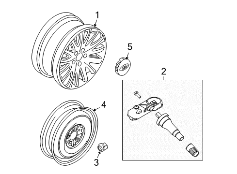 2012 Ford Fusion Wheels Center Cap Diagram for 9E5Z-1130-A