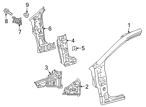 2022 Toyota Corolla Hinge Pillar Apron Reinforcement Diagram for 61107-02040