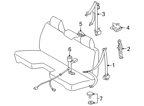 2014 Toyota Tacoma Seat Belt Center Belt Assembly Guide Diagram for 73344-AA010-B2