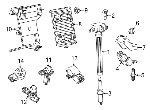 2019 Jeep Cherokee Ignition System Bracket-Engine Control Module Diagram for 68328870AA