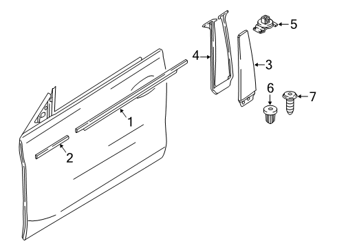 2019 BMW 640i xDrive Gran Turismo Exterior Trim - Front Door Channel Cover, Exterior, Door, Front Right Diagram for 51337415682