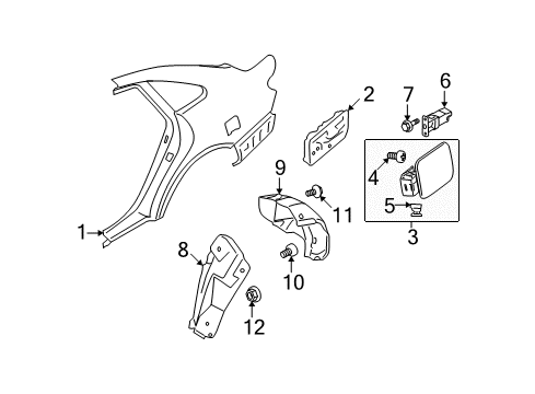 2009 Hyundai Azera Quarter Panel & Components Rear Wheel Front Piece Guard, Right Diagram for 86824-3L000