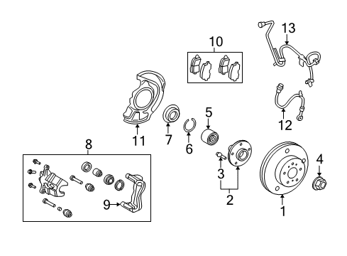 2010 Toyota Highlander Brake Components Rear Pads Diagram for 04466-0E020