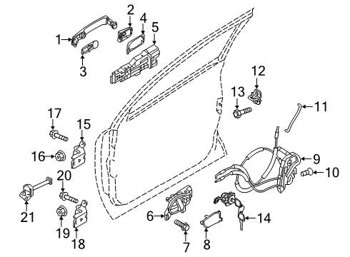 2020 Nissan Kicks Rear Door Bracket-Outside Handle,Passenger Side Diagram for 80611-5AA0A