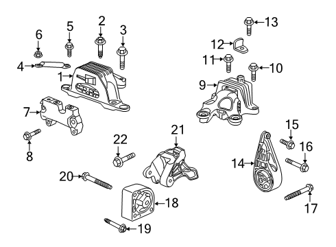 2019 Cadillac XT4 Engine & Trans Mounting Mount Bracket Diagram for 23272796