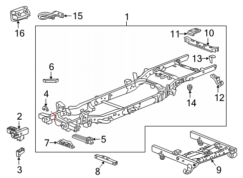2019 Chevrolet Silverado 1500 Frame & Components Transmission Crossmember Diagram for 23358846