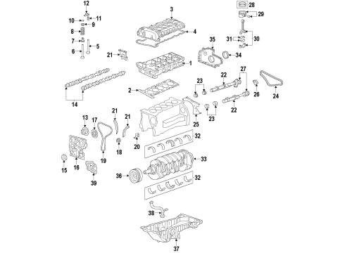 2010 GMC Canyon Engine Parts, Mounts, Cylinder Head & Valves, Camshaft & Timing, Variable Valve Timing, Oil Pan, Oil Pump, Balance Shafts, Crankshaft & Bearings, Pistons, Rings & Bearings Camshaft Diagram for 24100366