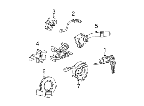 2006 Pontiac Vibe Switches Cylinder & Keys Diagram for 88969899