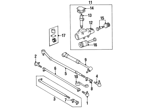 1994 Jeep Grand Cherokee Steering Column & Wheel, Steering Gear & Linkage, Shaft & Internal Components, Shroud, Switches & Levers Socket-Drag Link Diagram for 52037994