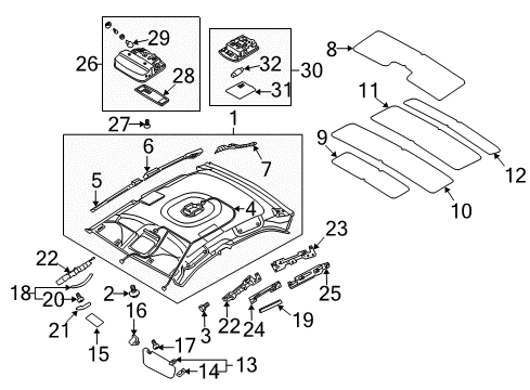 2007 Kia Spectra5 Sunroof Lamp Assembly-Room Diagram for 928502F00087