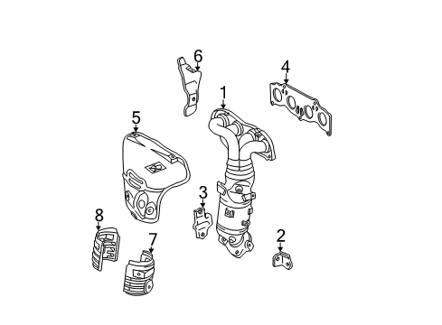 2002 Toyota Camry Exhaust Manifold Gasket, Exhaust Manifold To Head Diagram for 17173-20020