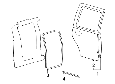 2003 Ford Excursion Rear Door Lower Weatherstrip Diagram for YC3Z-78253A24-AA