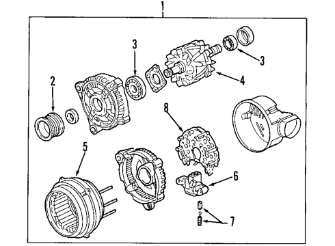 2000 Cadillac Catera Alternator Brush Kit, Generator *Gray Diagram for 90486256