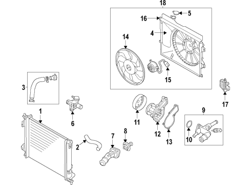 2020 Kia Forte Cooling System, Radiator, Water Pump, Cooling Fan Control Assembly-COOLANT Diagram for 256002E280