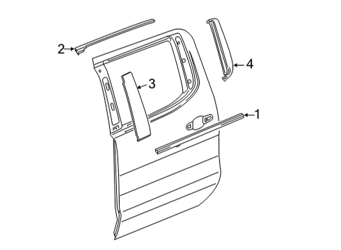 2021 GMC Sierra 2500 HD Exterior Trim - Rear Door Upper Molding Diagram for 84938767